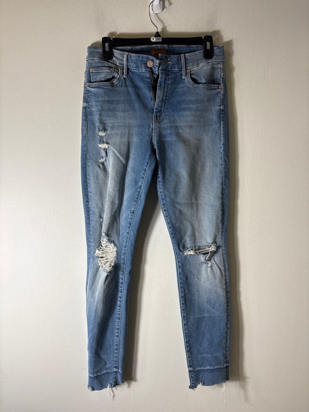 Mother High Waisted Looker Ankle Chew Denim Sz 29